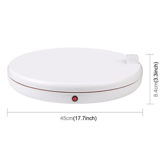 PULUZ 45cm Remote Control Adjusting Speed Rotating Turntable Display Stand with Power Socket, White, Load 100kg(US Plug)