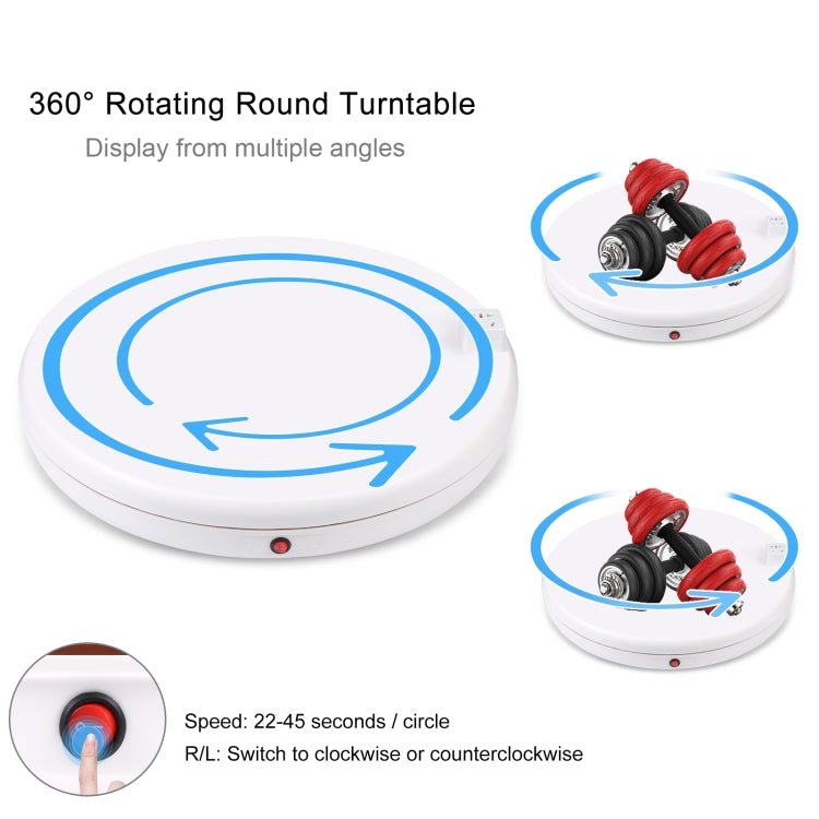 PULUZ 45cm Remote Control Adjusting Speed Rotating Turntable Display Stand with Power Socket, White, Load 100kg(US Plug)