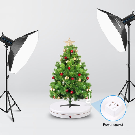 PULUZ 45cm Remote Control Adjusting Speed Rotating Turntable Display Stand with Power Socket, White, Load 100kg(US Plug)