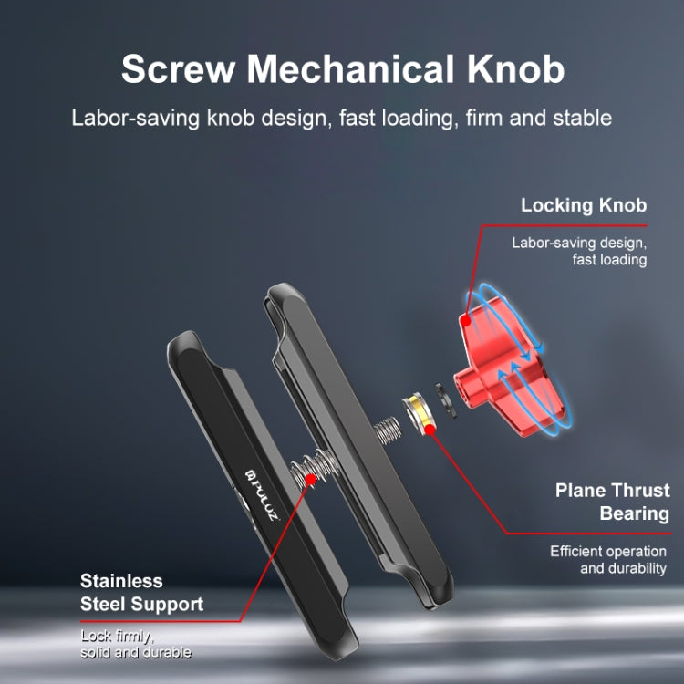 PULUZ Motorcycle Rearview Large Clamp CNC Metal Magic Arm Rod Mount