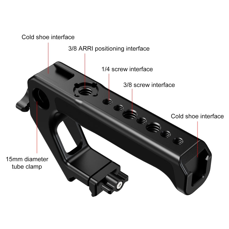 PULUZ Double-thread Metal Quick Release Top Handle with Cold Shoe for Camera Cage Stabilizer (Black)