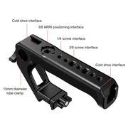 PULUZ Double-thread Metal Quick Release Top Handle with Cold Shoe for Camera Cage Stabilizer (Black)