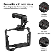 PULUZ Double-thread Metal Quick Release Top Handle with Cold Shoe for Camera Cage Stabilizer (Black)