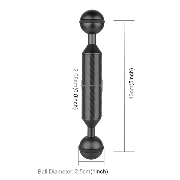 PULUZ 5 inch 13cm Length 20.8mm Diameter Dual Balls Carbon Fiber Floating Arm, Ball Diameter: 25mm(Black)