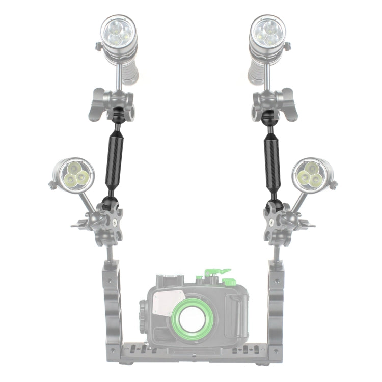 PULUZ 5 inch 13cm Length 20.8mm Diameter Dual Balls Carbon Fiber Floating Arm, Ball Diameter: 25mm(Black)