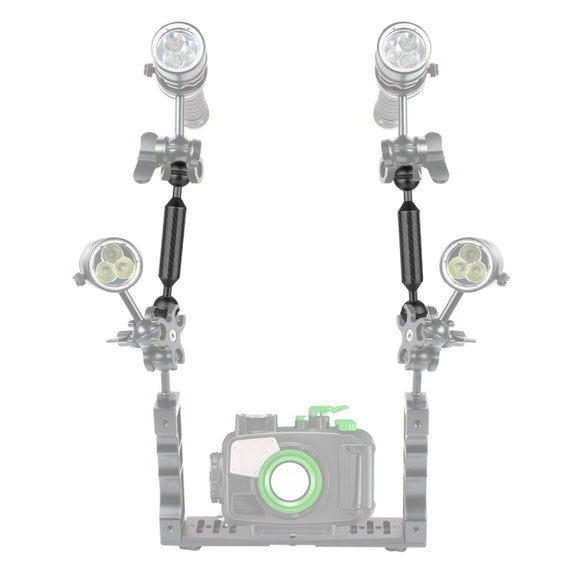PULUZ 5 inch 13cm Length 20.8mm Diameter Dual Balls Carbon Fiber Floating Arm, Ball Diameter: 25mm(Black)