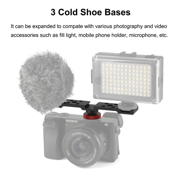 PULUZ Three-head Cold Shoe Bracket Mount(Black)