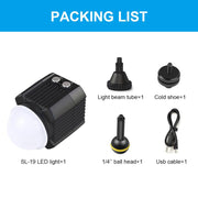 PULUZ 60m Underwater LED Photography Fill Light 7.4V/1100mAh Diving Light for GoPro, Insta360, DJI and Other Action Cameras(Black)