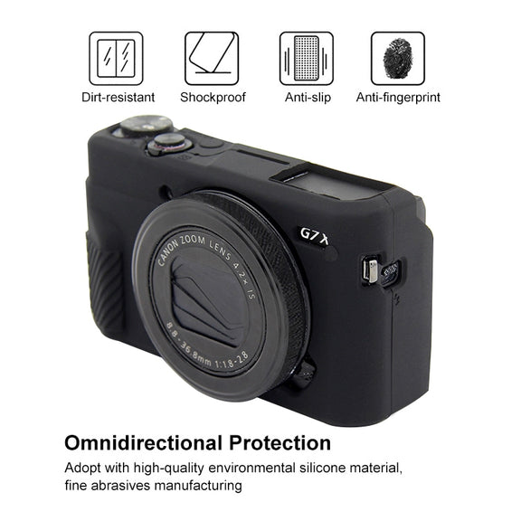 PULUZ Soft Silicone Protective Case for Canon EOS G7 X Mark II(Black)