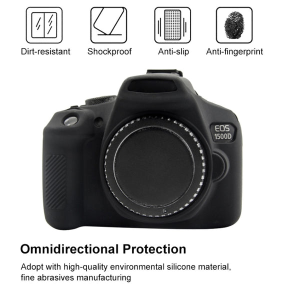 PULUZ Soft Silicone Protective Case for Canon EOS 1300D / 1500D(Black)