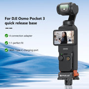 For DJI Osmo Pocket 3 PULUZ Type-C Charging Base Quick Release Mount Adapter (Black)