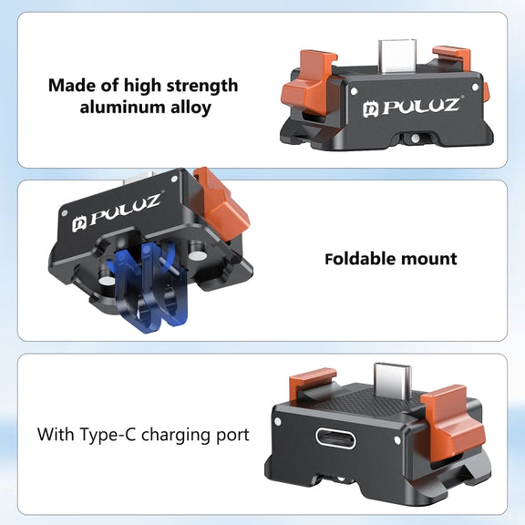 For DJI Osmo Pocket 3 PULUZ Type-C Charging Base Quick Release Mount Adapter (Black)