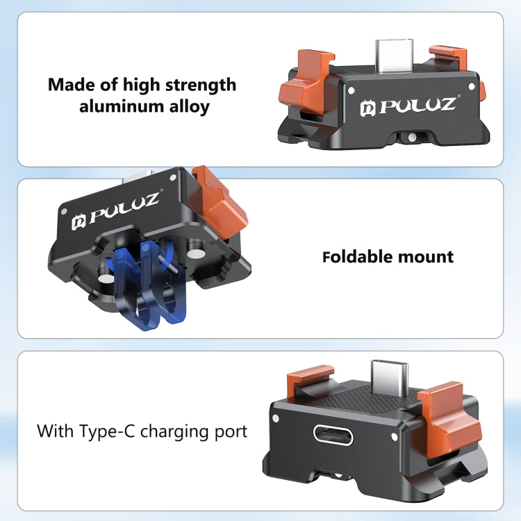 For DJI Osmo Pocket 3 PULUZ Type-C Charging Base Quick Release Mount Adapter (Black)