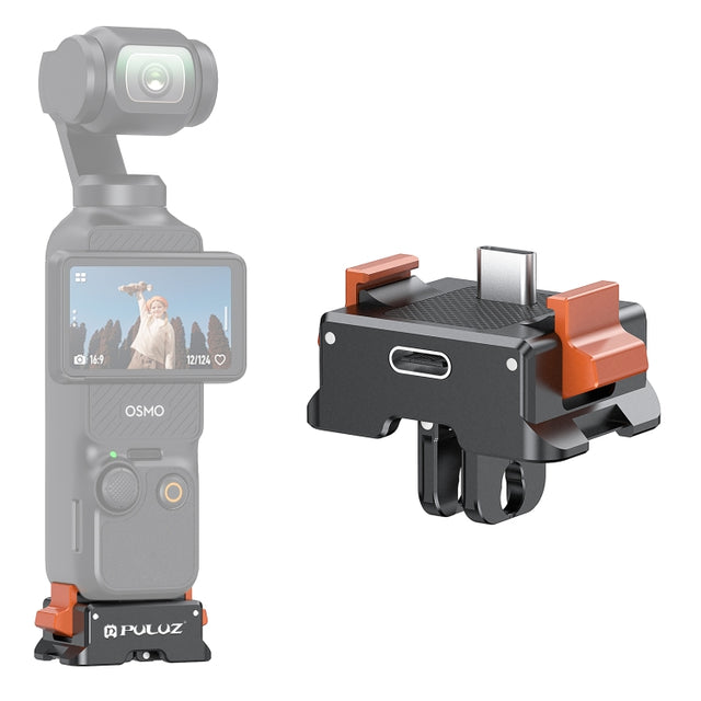 For DJI Osmo Pocket 3 PULUZ Type-C Charging Base Quick Release Mount Adapter (Black)