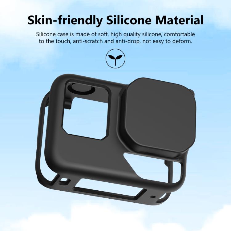 For Insta360 Ace Pro 2 PULUZ Body Silicone Protective Case with Lens Cap & Strap (Black)