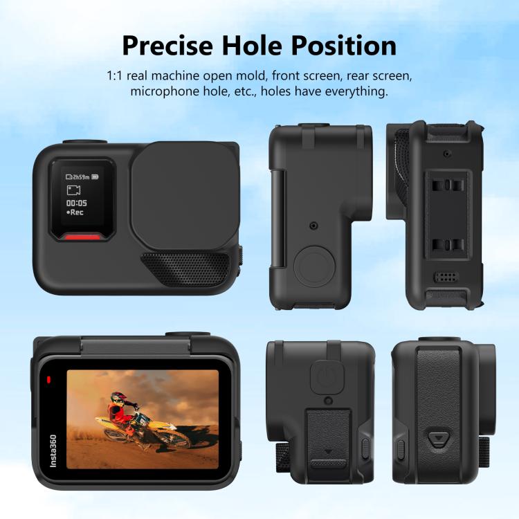 For Insta360 Ace Pro 2 PULUZ Body Silicone Protective Case with Lens Cap & Strap (Black)