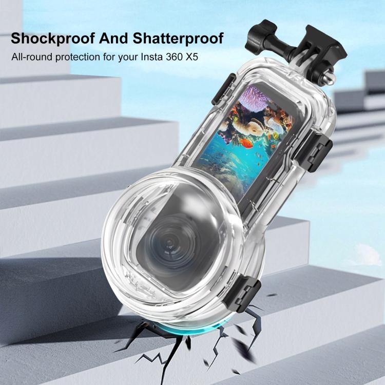 For Insta360 X5 PULUZ 60m Water-resistant Sealed Diving Case (Transparent)