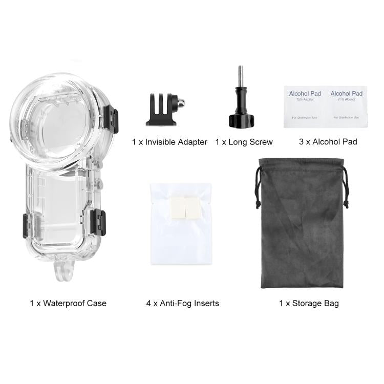 For Insta360 X5 PULUZ 60m Water-resistant Sealed Diving Case (Transparent)