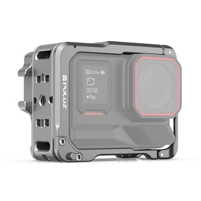 For Insta360 Ace Pro 2 PULUZ Aluminum Alloy Protective Cage Rig Dual Cold Shoe Housing Frame (Silver)