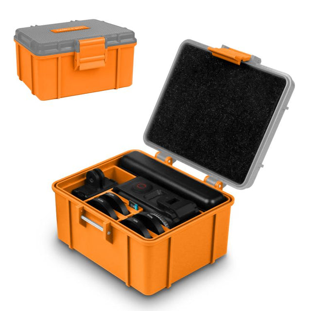 For DJI Osmo Action 5 Pro / 4 / 3 PULUZ Water-resistant Hard Carrying Suitcase Outdoor Protective Storage Box (Orange)