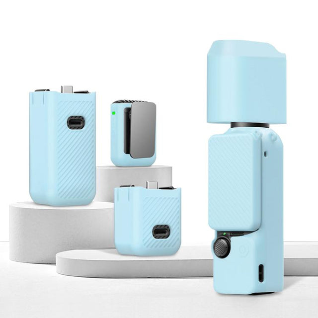 For DJI OSMO Pocket 3 PULUZ 6 in 1 Body Lens Handle Screen Mic Silicone TPU Cover (Mint Green)