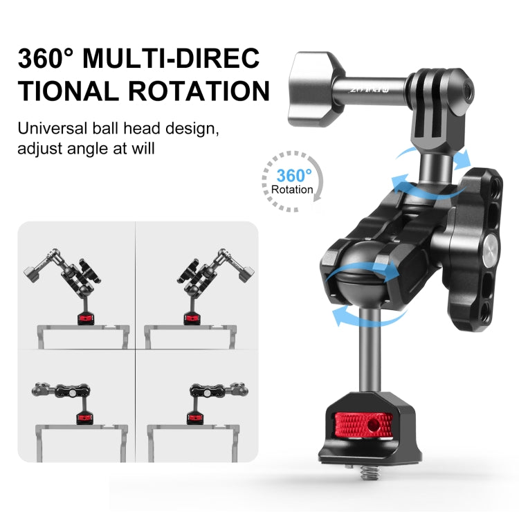 PULUZ Magic Arm Multi-way Ball  Aluminum Alloy Mount (Black)