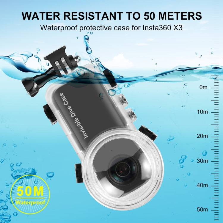 For Insta360 X3 PULUZ Invisible Dive Case 50m Water-resistant Sealed Case (Transparent)