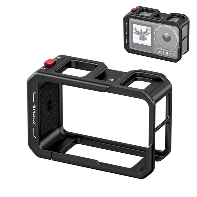 For DJI Osmo Action 5 Pro / 4 / 3 PULUZ All-inclusive Aluminum Alloy Cage Expansion Adapter Frame with Lens Cover (Black)