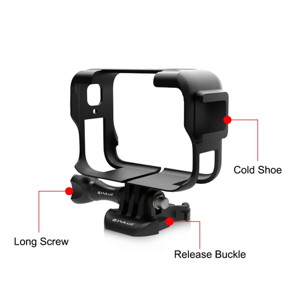 For Insta360 Ace Pro PULUZ Plastic Cage Expansion Adapter Frame with Cold Shoe Base (Black)