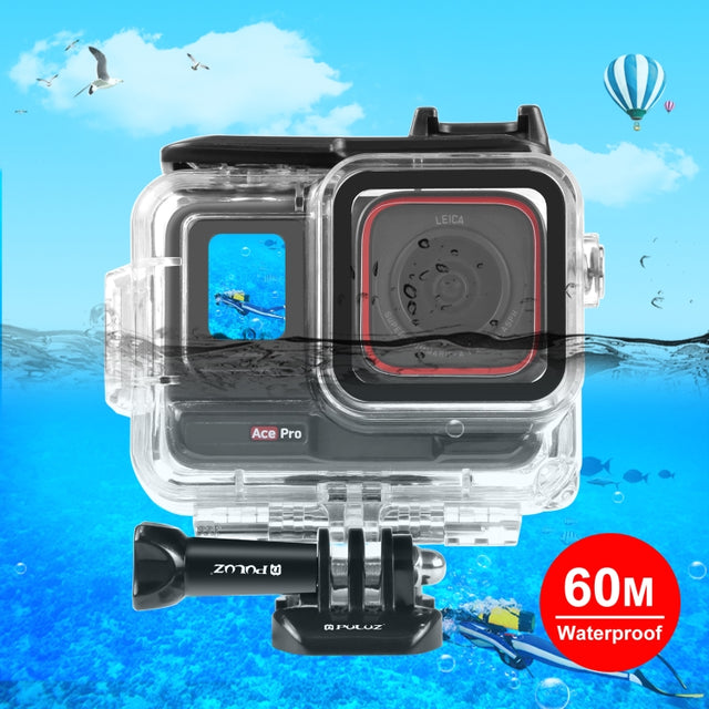 For Insta360 Ace Pro / Pro 2 PULUZ 60m Underwater Water-resistant Housing Case with Base Adapter & Screw (Transparent)