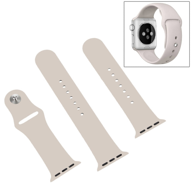 For Apple Watch Series 10 42mm / 9&8&7 41mm / SE 3&SE 2&6&SE&5&4 40mm / 3&2&1 38mm 3 in 1 Rubber Watch Band with Pin Buckle (Starlight)