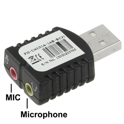 USB 2.0 Stereo Sound Adapter, External Power Not Required(Black)