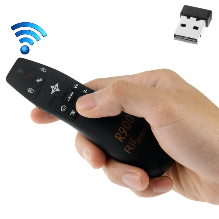 2.4G Wireless Presenter Laser Pointer Fly Mouse Rii Professional Air Mouse R900 for HTPC / Android TV BOX / PS3 / XBOX360 / Tablet PC (K14 R900)(Black)