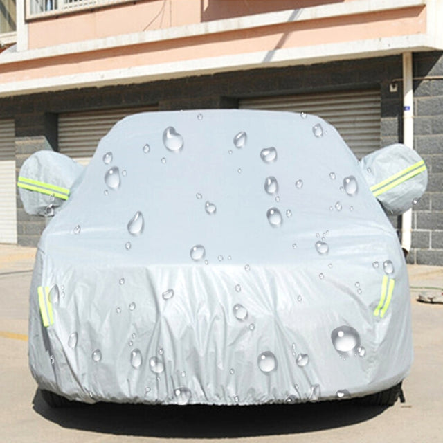 PEVA Anti-Dust Water-resistant Sunproof Sedan Car Cover with Warning Strips, Fits Cars up to 4.5m(176 inch) in Length