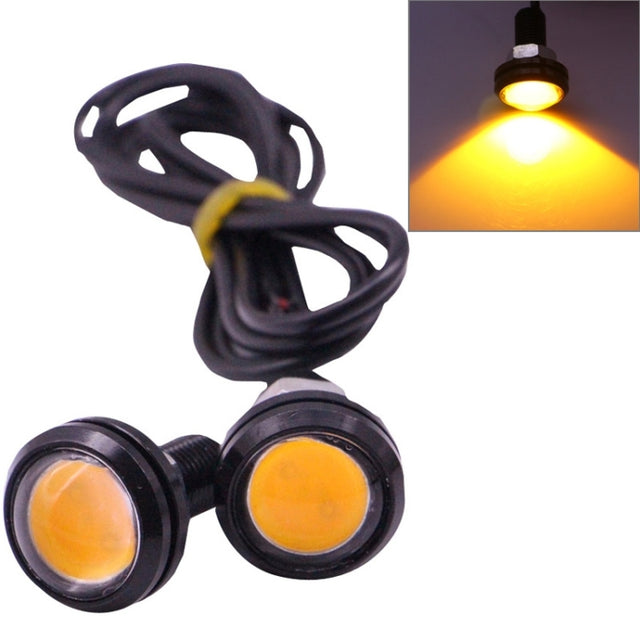 2 PCS 2x 3W 120LM Water-resistant Eagle Eye Light Yellow LED Light for Vehicles, Cable Length: 60cm(Black)