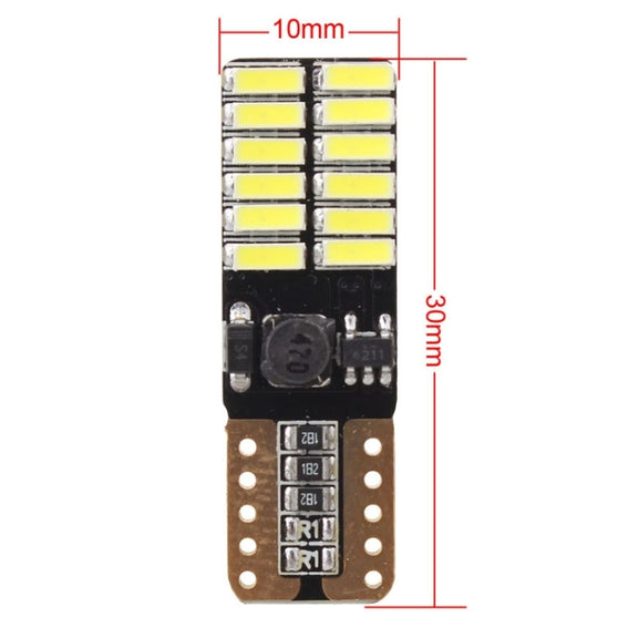 2 PCS T10 4.8W 720LM White Light 24 SMD 4014 LED Error-Free Canbus Car Clearance Lights Lamp, DC 12V