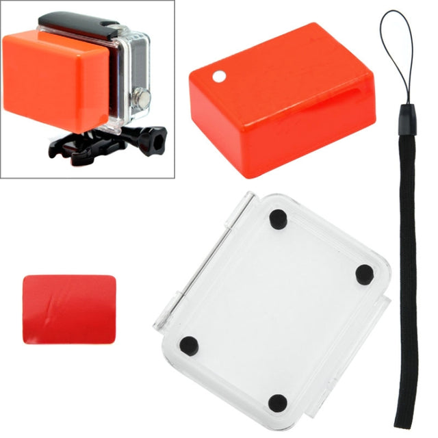 Floaty Sponge Water-resistant Case Backdoor Cover with Adhesive Sticker + Lanyard for SJ4000 / SJ5000 / SJ6000