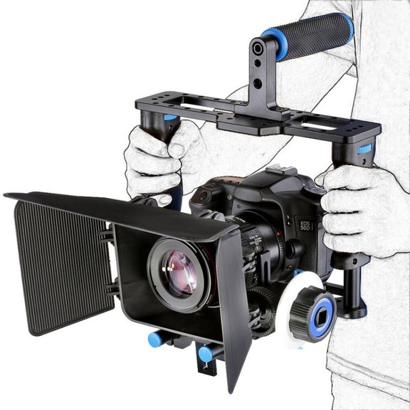 YELANGU YLG1103A-B Large Handle Video Camera Cage Stabilizer + Matte Box Kit for DSLR Camera / Video Camera