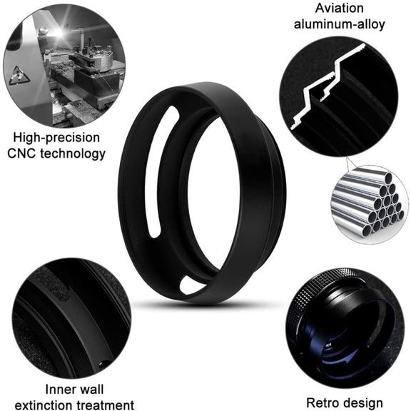 37mm Metal Vented Lens Hood for Leica(Black)