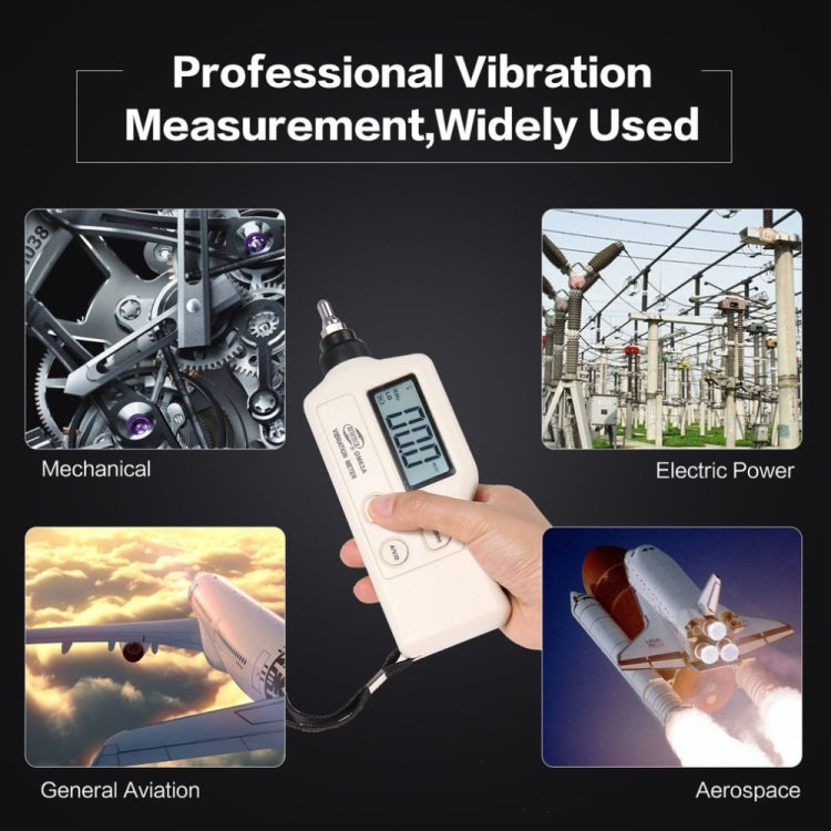 BENETECH GM63A Vibration Meter Digital Tester Vibrometer Analyzer Acceleration Velocity(White)