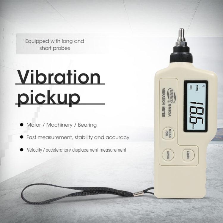 BENETECH GM63A Vibration Meter Digital Tester Vibrometer Analyzer Acceleration Velocity(White)