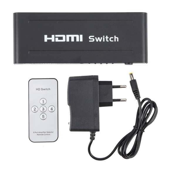 Full HD 1080P 5 Ports HDMI Switch with Remote Control & LED Indicator(Black)