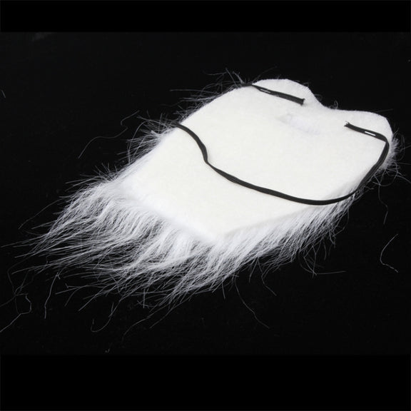 White Bushy Mustache Fake Beard with Elastic Strap(White)