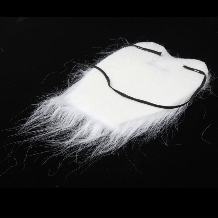 White Bushy Mustache Fake Beard with Elastic Strap(White)