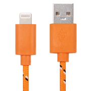 1m Nylon Netting Style USB 8 Pin Data Transfer Charging Cable for iPhone, iPad(Orange)
