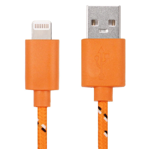 1m Nylon Netting Style USB 8 Pin Data Transfer Charging Cable for iPhone, iPad(Orange)