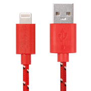 1m Nylon Netting Style USB 8 Pin Data Transfer Charging Cable for iPhone, iPad(Red)