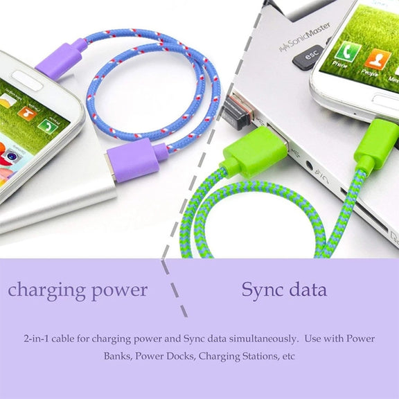 1m Nylon Netting Style USB 8 Pin Data Transfer Charging Cable for iPhone, iPad(Red)