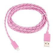 1m Nylon Netting USB Data Transfer Charging Cable For iPhone, iPad, Compatible with up to iOS 15.5(Pink)