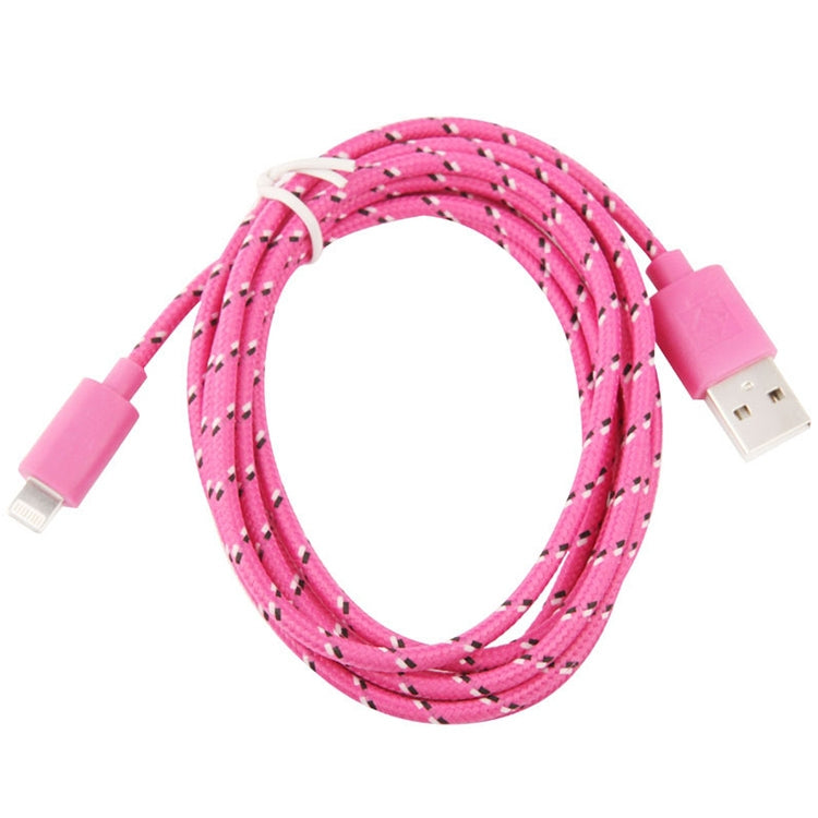 2m Nylon Netting USB Data Transfer Charging Cable For iPhone, iPad(Magenta)